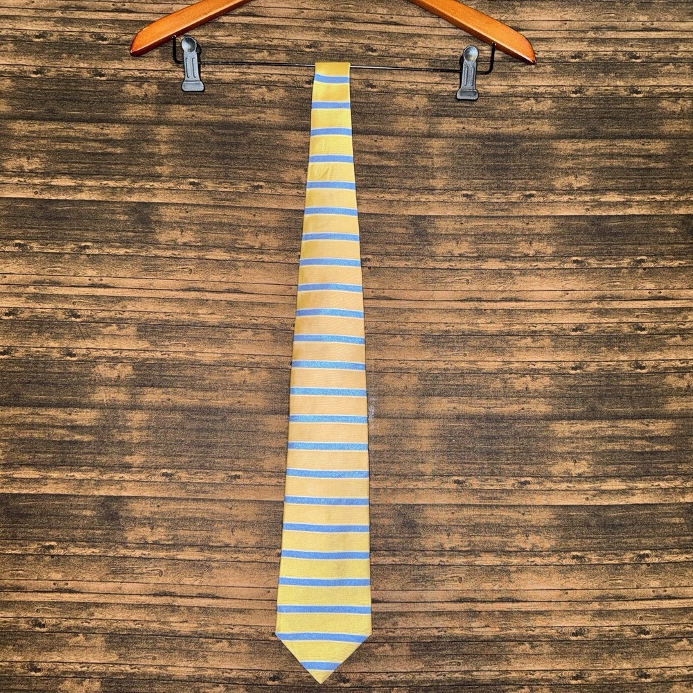 Brooks Brothers Makers Mens Yellow Blue Striped Tie